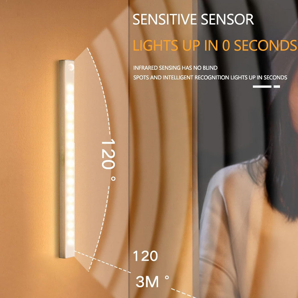 4 PCS Punch-Free Smart Sensor Magnetic Rechargeable Led Lights, Motion Sensor Light Indoor, USB C Rechargeable Closet Under Counter Lighting for Kitchen,Cupboard,Wardrobe (7.8in Warm Light)