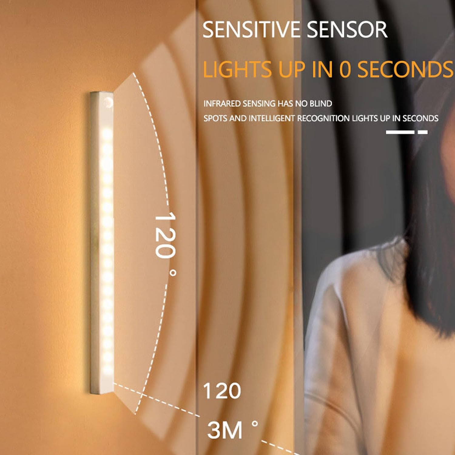 4 PCS Punch-Free Smart Sensor Magnetic Rechargeable Led Lights, Motion Sensor Light Indoor, USB C Rechargeable Closet Under Counter Lighting for Kitchen,Cupboard,Wardrobe (11.8in Warm Light)