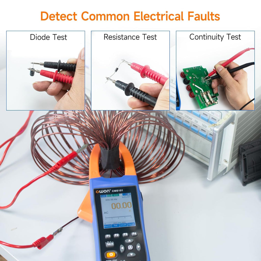 OWON Digital Clamp Meter with 2.8-inch IPS LCD Display, AC/DC Oscilloscope Function 3 in 1, 20000 Count True RMS Auto-ranging Current Meter, Bluetooth Current Meter and Oscilloscope
