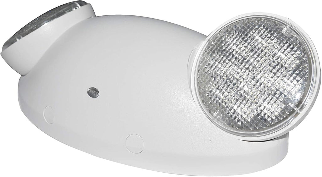 LIT-PaTH LED Emergency Lighting Fixtures with 2 LED Bug Eye Heads and Back Up Batteries- US Standard Exit Light, UL 924 and CEC Qualified, 120/277 Voltage, White, 1-Pack