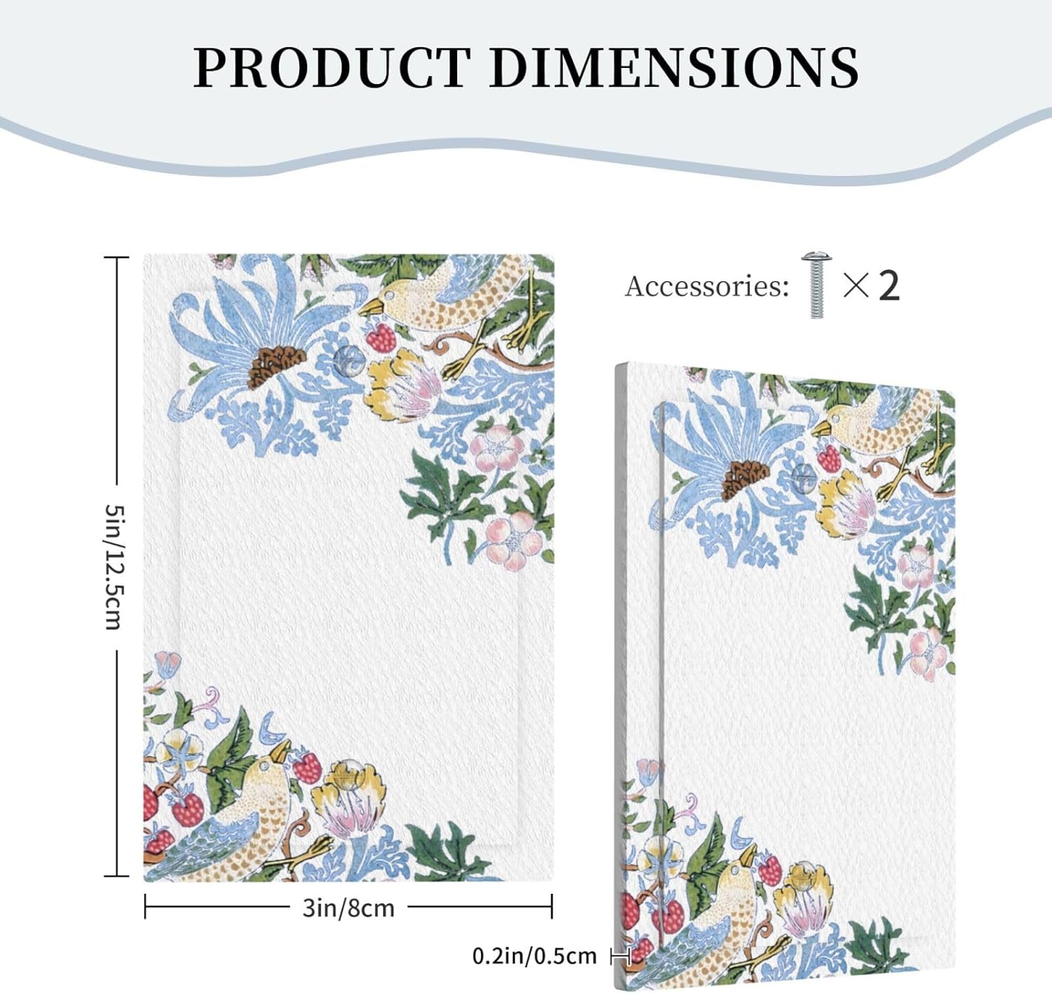 Decorative Light Switch Cover Plate Retro Morris Strawberry Rustic Plant Bird 1 Gang No Device Single Blank Outlet Covers Wall Plate Cover Switchplate Electrical Faceplate