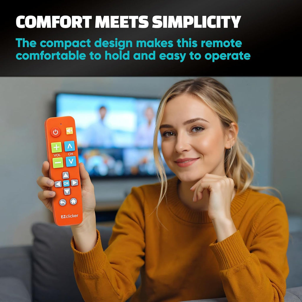Big Button Universal TV Remote (Orange) Simple Easy to Use, Great for Seniors, Works with Major TV Brands (2xAAA Batteries Not Included)