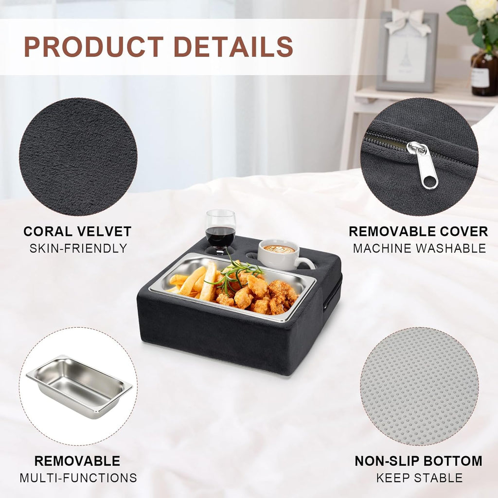 Couch Cup Holder, Couch Caddy, Couch Drink Holder, Bed Cup Tray, Sofa Cup Holder Remotes Holder for Cups, Headphones, Snacks and Phones, Use it on Car, Pack, Beach, RV, and More(Grey)