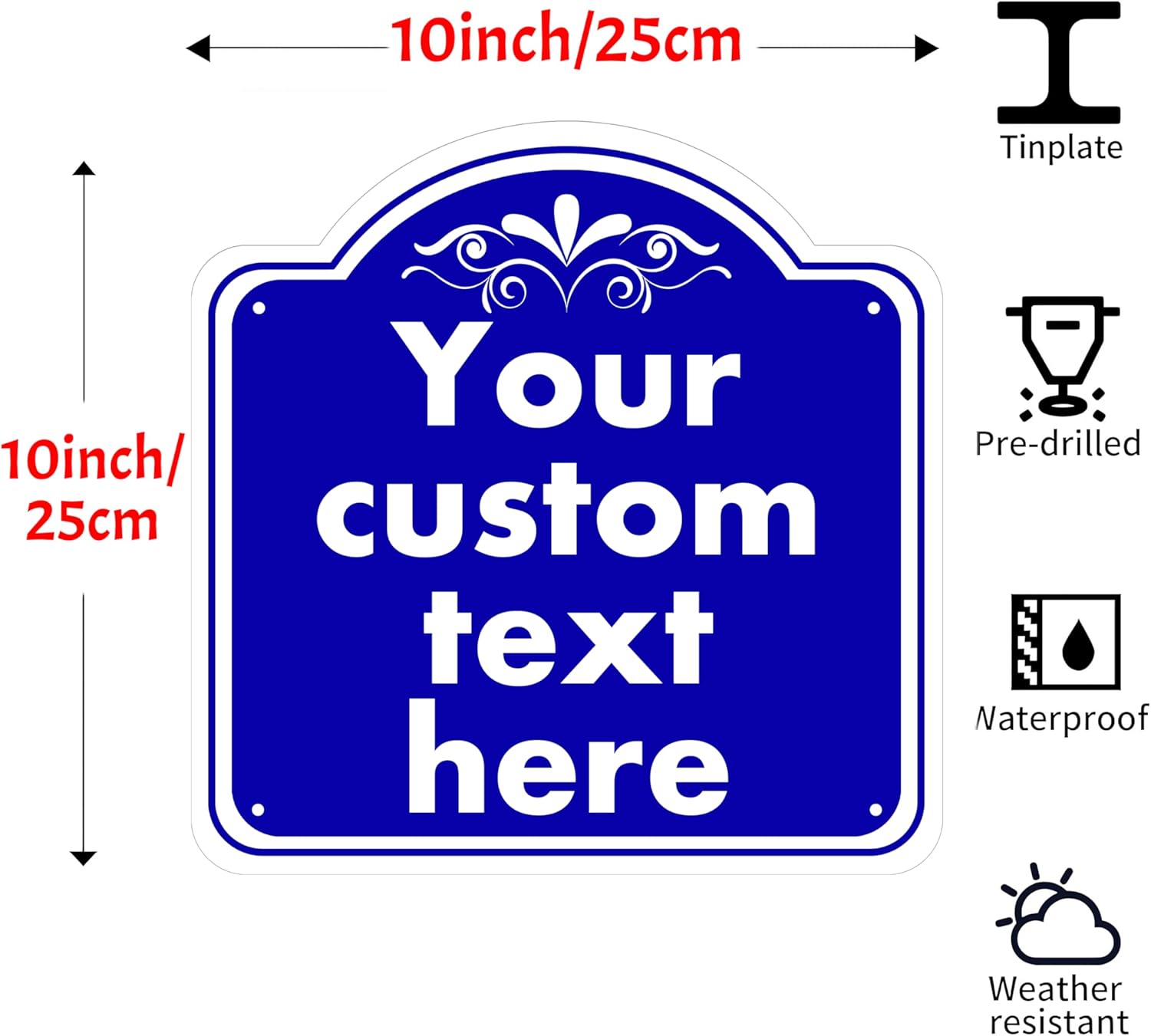 Custom Sign, Custom Indoor/Outdoor Decorative Sign，Aluminum Weatherproof Metal Sign Multiple Sizes, Customize for Office, Business, Workplace, office, Home, Delivery Signs