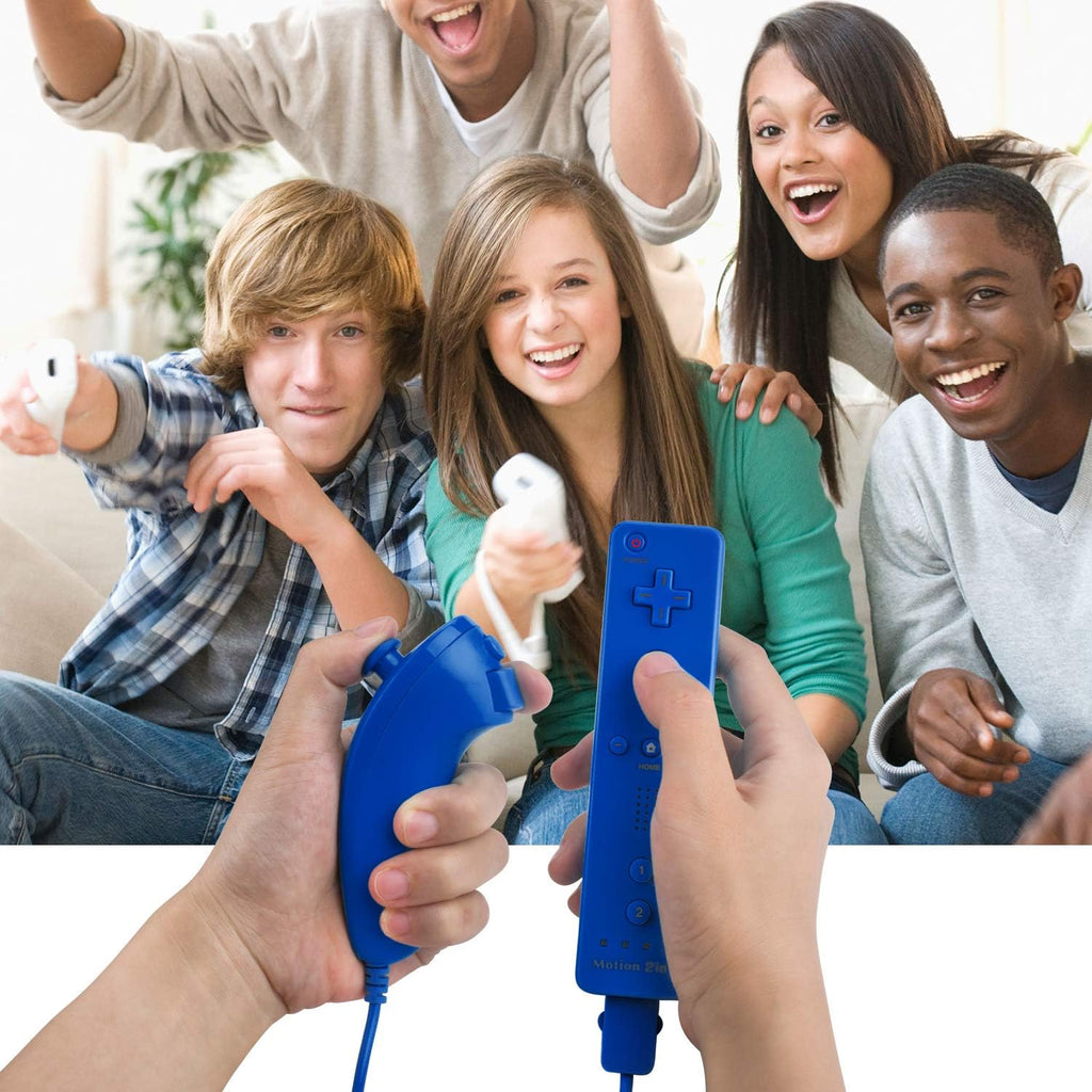 TechKen Motion Plus Wii Controllers 2Packs with Nunchucks, Wii Remote Controllers Compatible for wii and Wii U with Built in Motion Plus