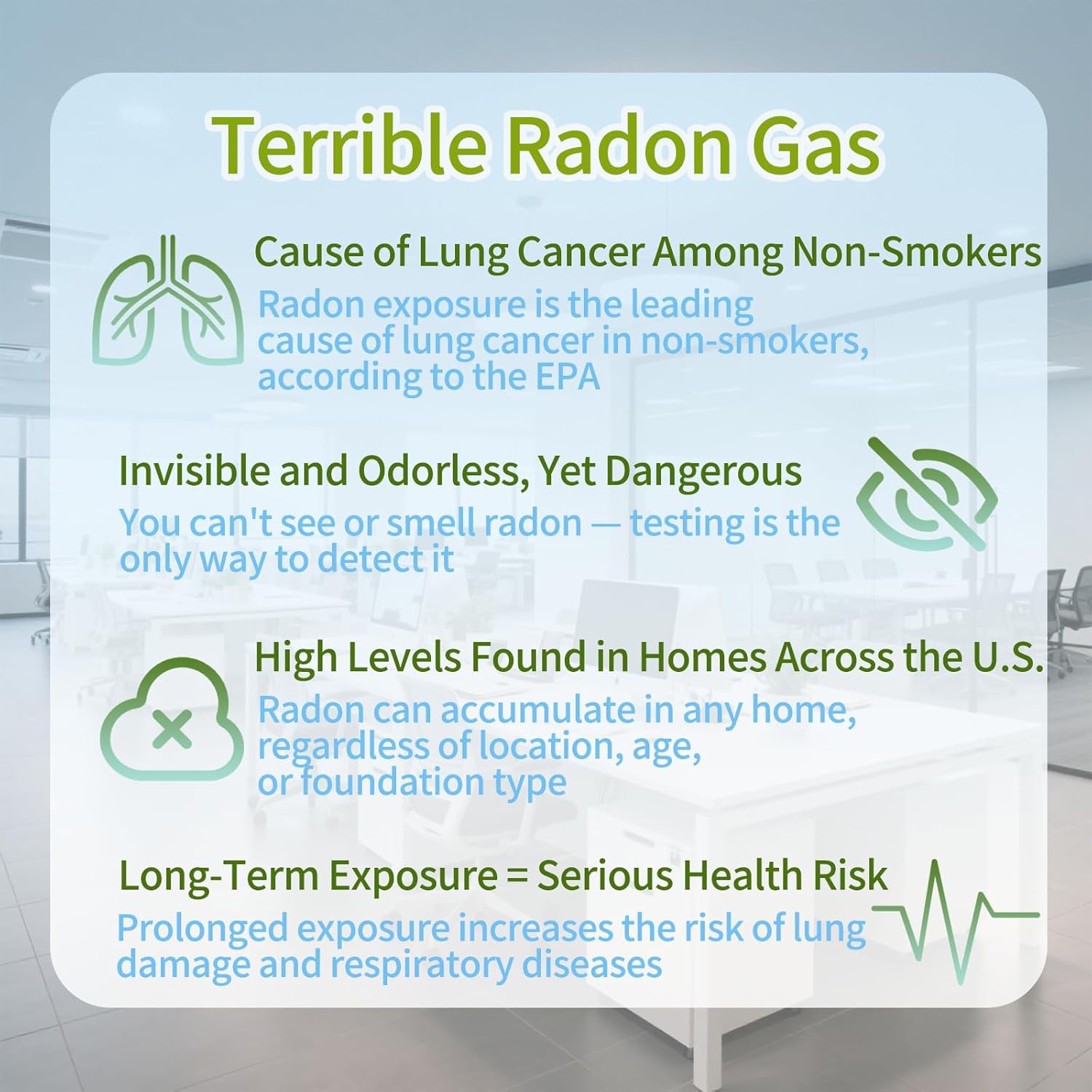 Bluetooth Radon Detector for Home, High-Precision Sensor, Real-Time Radon Gas Monitoring, Short & Long-Term Data with Trend Charts, App Control, Rechargeable Battery, LED Alerts