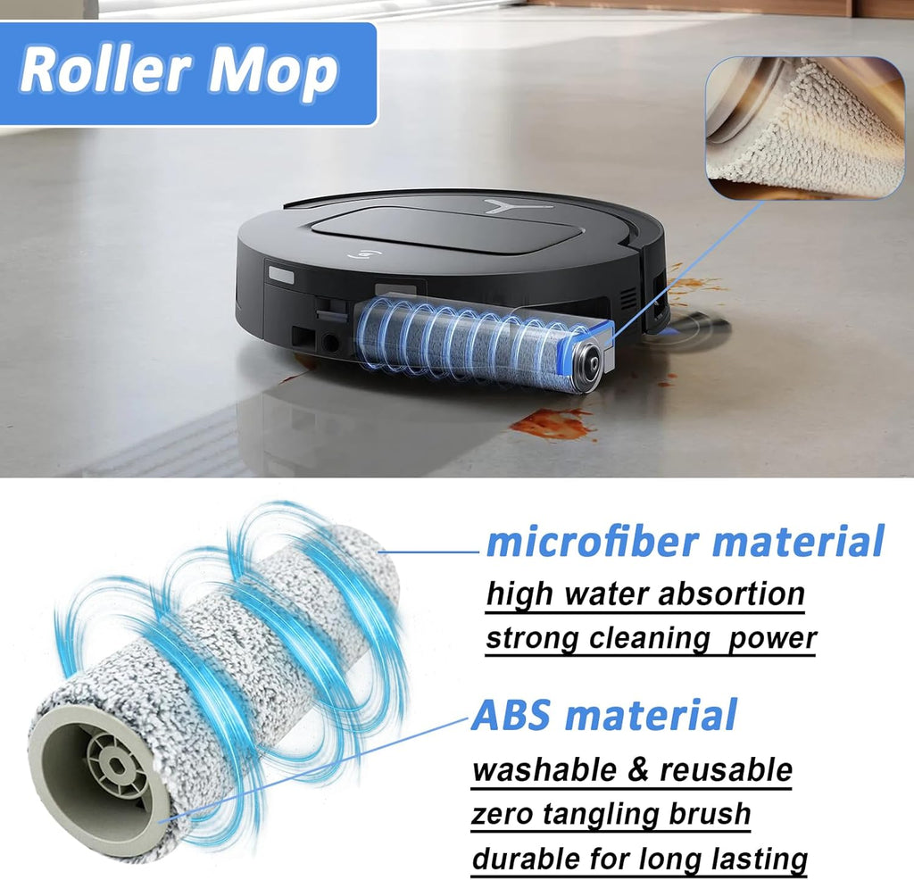 Replacement Parts for ECOVACS DEEBOT T80 Omni Robot Vacuum, Accessories Kit 1 Zero Tangle Main Brush, 2 Roller Mop, 6 Dust Bags, 4 Side Brush, 4 HEPA Filter, 1 Cleaning Brush