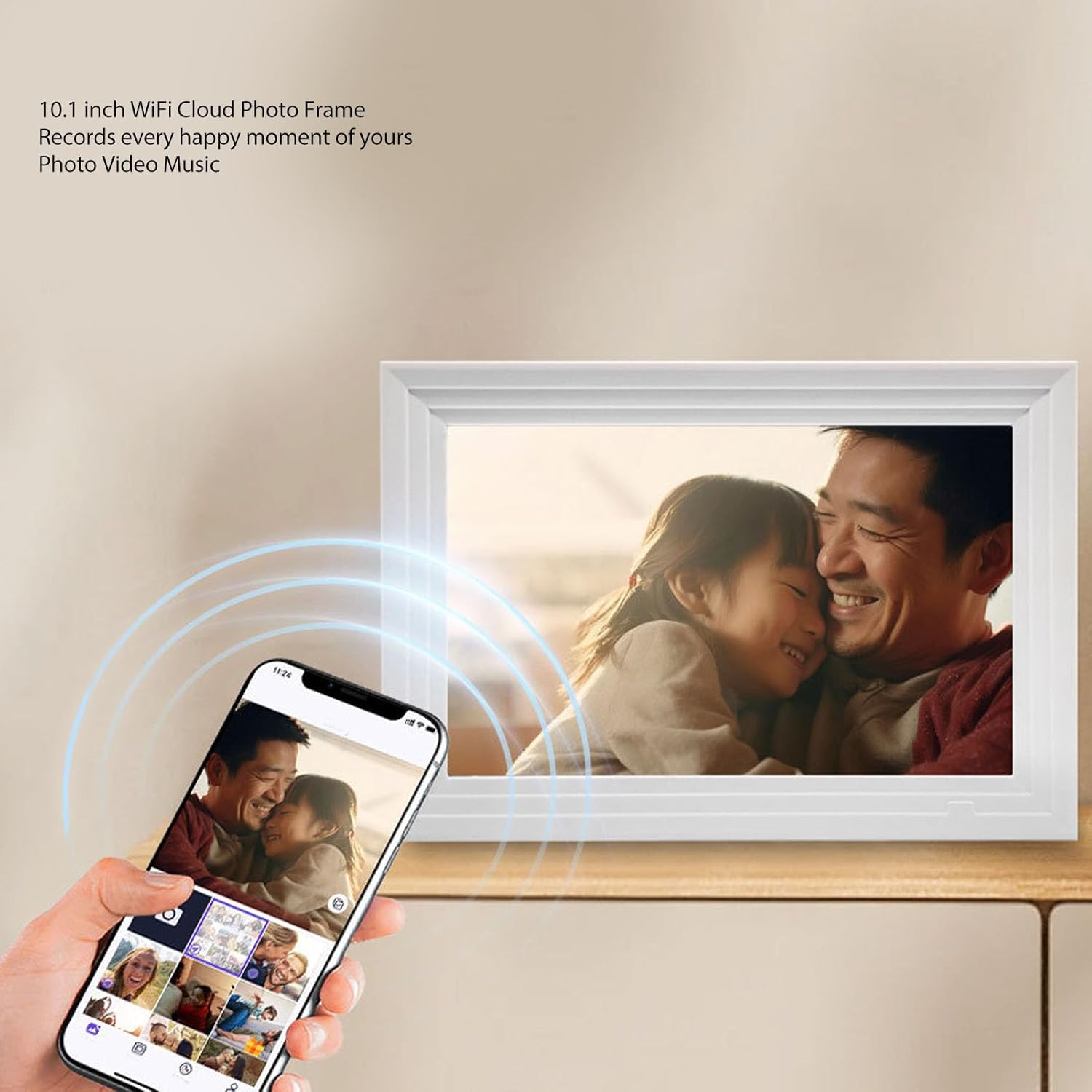 Sorandy 10.1 Inch Digital Picture Frame, WiFi Smart Photo Frame with 1280x800 IPS HD Auto Rotate 32GB, Share Photos Remotely via App for Home Office Gift