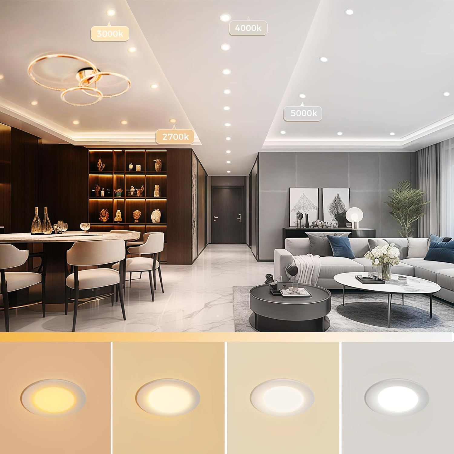 YGS-Tech 2 Inch LED Recessed Lighting, Dimmable Downlight 3W(35W Halogen Equivalent), CRI80, 4000K Natural White Ceiling Light with LED Driver (4 Pack)