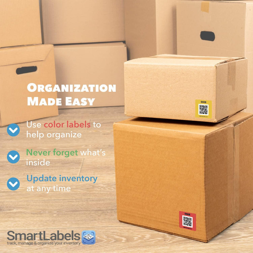 Smart Labels QR Code Stickers Pack of 48 (Original) Made in USA - QR Code Labels for Storage & Inventory Tracking, Storage Unit Organization, App Stickers for Inventory Organization & Moving Supplies