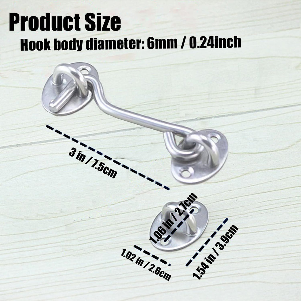 4 Pack Barn Door Latch Door Lock Hardware, Sliding Door Lock Eye Hook Latch with Screws, Rust-Resistant Metal Gate Latch, Privacy Hooks Latch for Inside Door