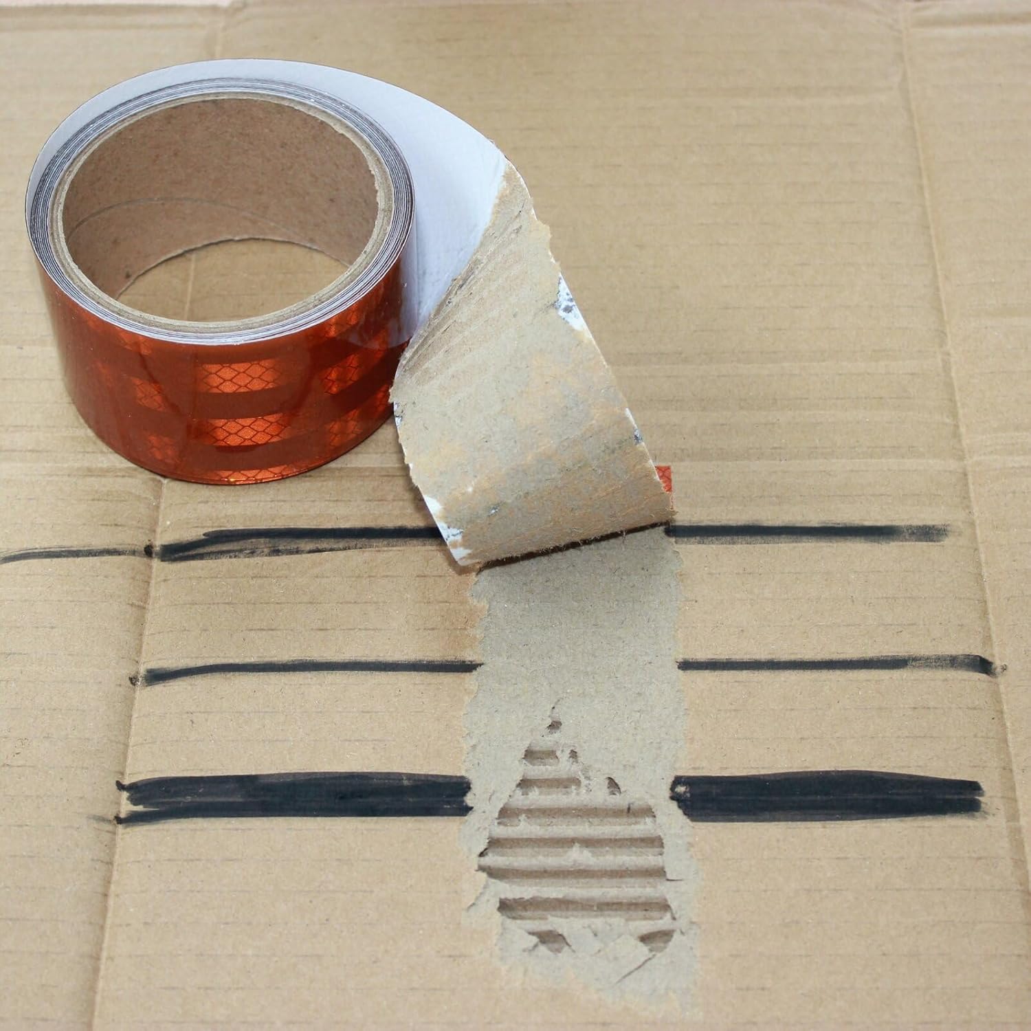 Non Fading Brown Reflective Tape Outdoor Waterproof 2 inch Wide, High Visibility Warning Safety Industrial Marking Tape (11 feet)