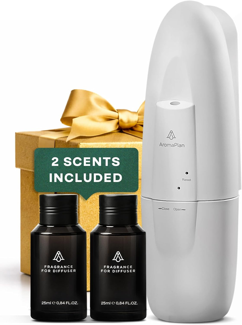AromaPlan 5 Star Collection Plug in Diffuser (2 Fragrances Included)-Cold Air & Waterless Diffusers for Home & Office- Silent Wall Diffuser Plug in, Bluetooth App Control, 1000 sq. ft (White)