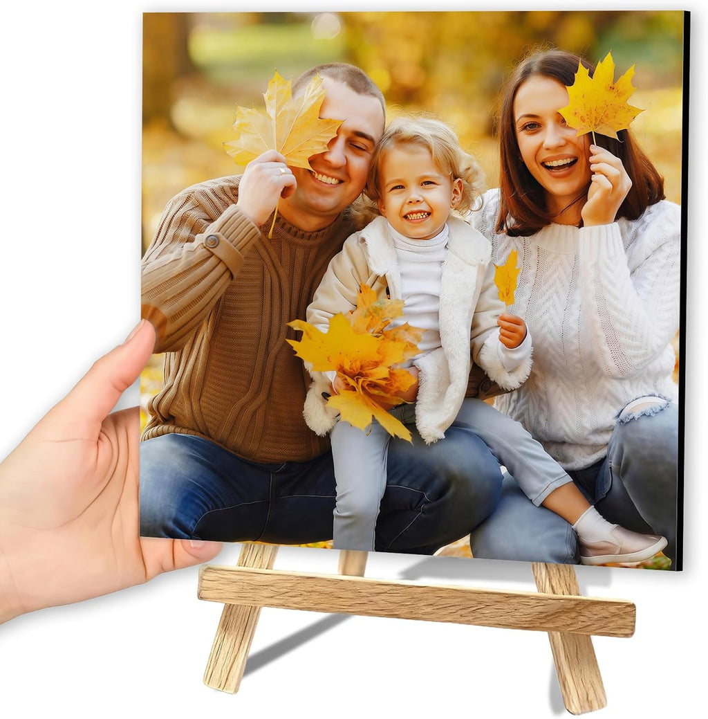 Custom Photo Frame with Stand, Personalized Picture Display, MDF and Wood Construction, Desktop Decor, Multiple Designs, Customizable Gift for Family and Friends