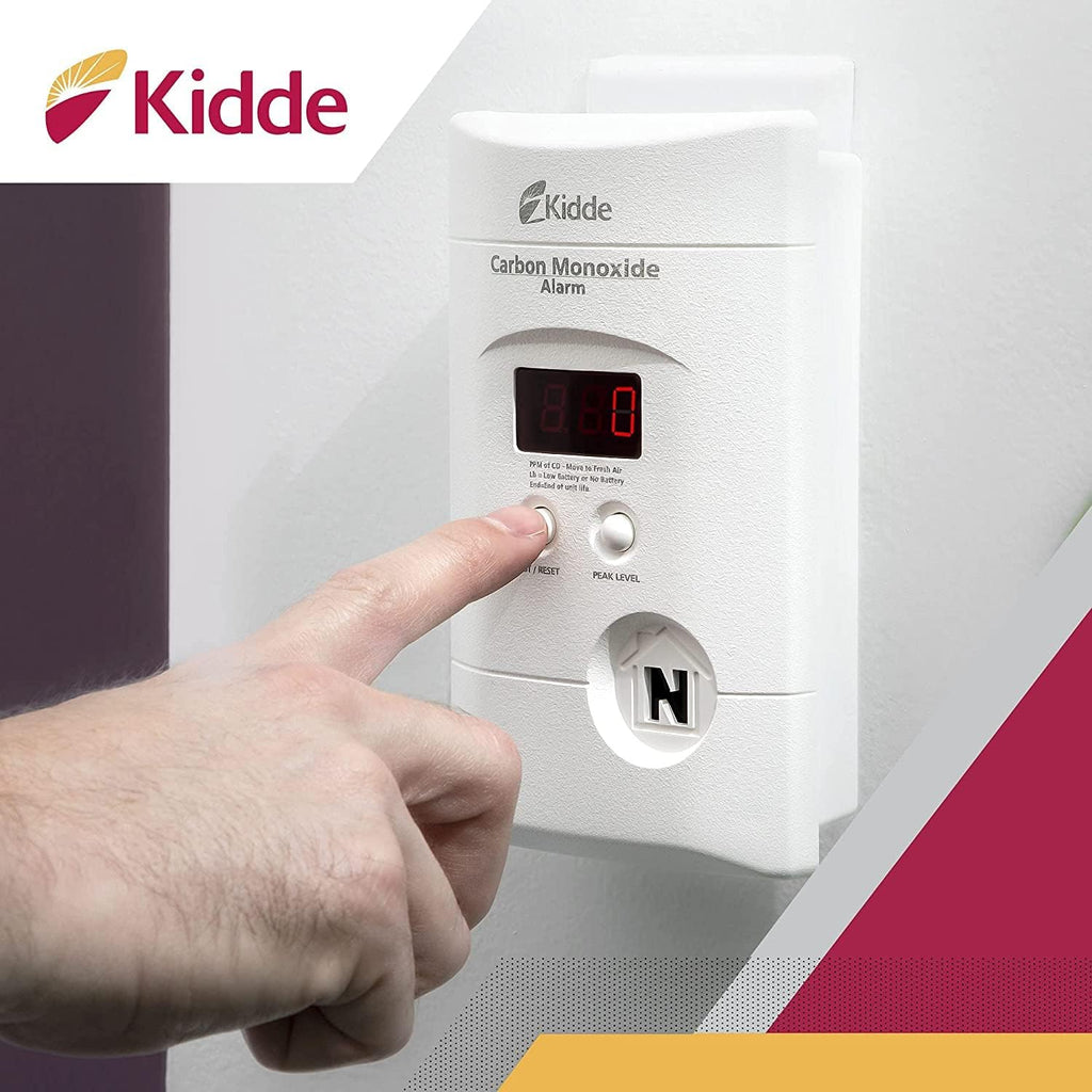 Kidde Carbon Monoxide Detector, Plug In Wall with 9-Volt Battery Backup, Digital LED Display - 2 Pack