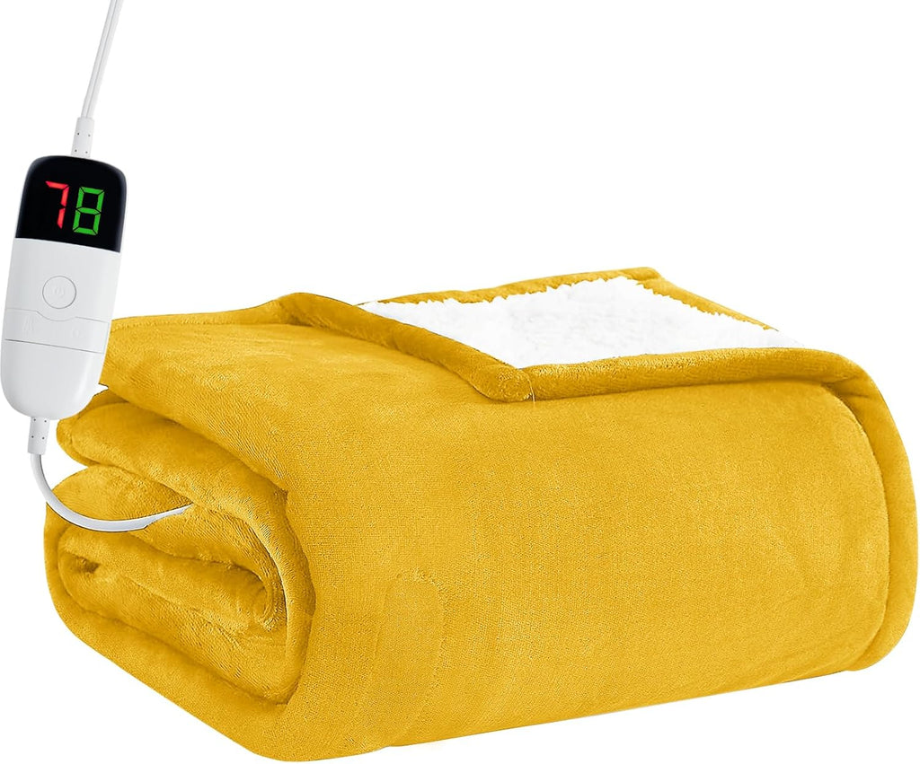 BOMOVA Heated Electric Blanket Full Size - 72" x 84" Heating Blanket with 10 Heating Levels & 8 Hours Auto Off, Warm Flannel Blanket, Christmas Birthday Gifts for Women