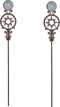 Touch of Class Pathways Reflective Driveway Marker Stake Set of Two for Outdoor Use | Radiating Sun Design | Personalized Tall Reflector Set of 2 | Weathered Bronze Durable Finish