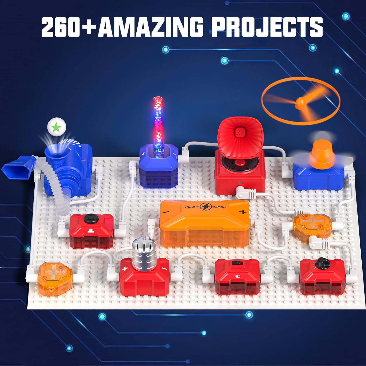 Science Kits for Kids Electronics Exploration Kit with 260+ Circuit Projects, Physics Experiments Circuit Board STEM Educational Toy for Boys Girls Ages 3 4 5 6 7 8 9 10 11 12+