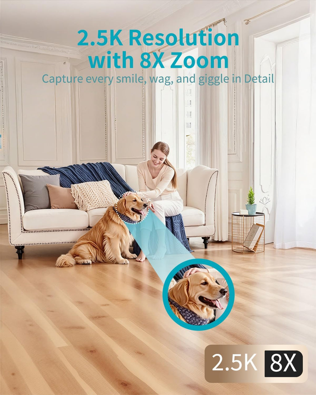 VIMTAG 2.5K Indoor Cameras for Home Security, 360° Pan/Tilt Pet Camera with Phone App for Dog/Cat, 5G/2.4GHz WiFi Security Camera Indoor for Nanny/Baby/Room, Night Vision, 2-Way Audio, Cloud & SD Card