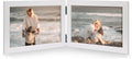 Double 4x6 Horizontal Combo, White Wood Picture Frame, 3.5x5.5 Opening Foldable Landscape View Photo Frame on Table-top or Wall