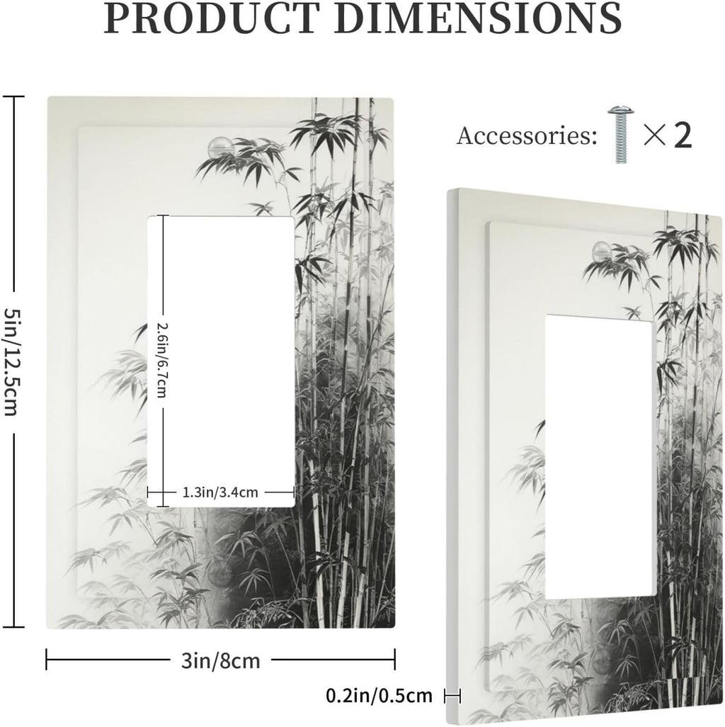 Outlet Covers Watercolor Vintage Ink Bamboo Forest 1 Gang Wall Plates Single Rocker Light Switch Covers Decorative Switch Plates Electrical GFCI Panel Covers for Home Office Decor 5 X 3 IN