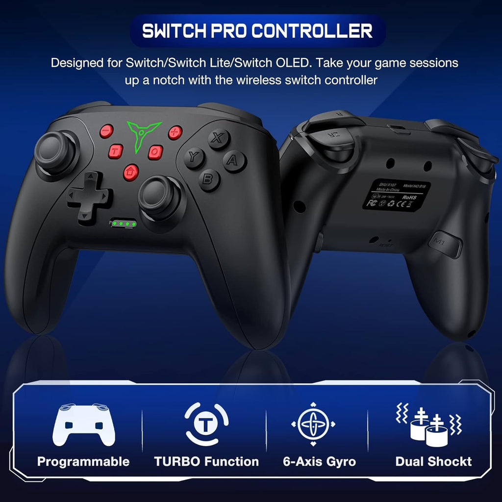 Wireless Switch Controller for Nintendo Switch 2/Switch1/Lite/OLED Controller, Switch Controller with a Mouse Touch Feeling on Back Buttons, Extra Switch Pro Controller with Wake-up,Programmable, Turbo -Black