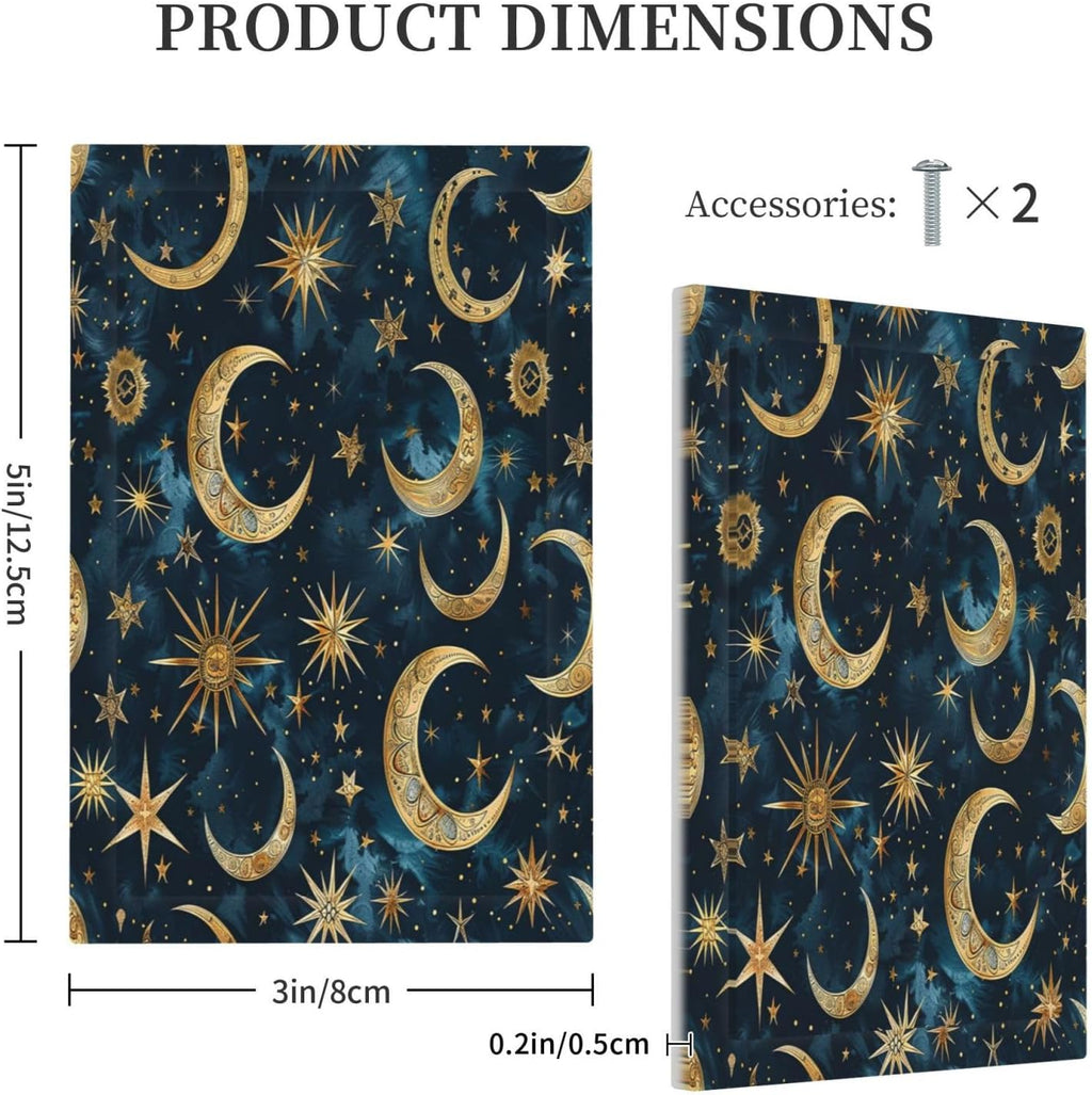 Light Switch Cover Plate Modern Abstract Sky Blue Gold Moon Sun Star 1 Gang No Device Blank Electrical Wall Plates Faceplate Decorative Switch Plate for Bedroom Kids room Decor