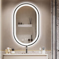 Niccy Oval LED Mirror for Bathroom, 40x24 Front Lit + Backlit Vanity Mirrors with Light Anti-Fog, Shatter-Proof, 3 Colors, Makeup Mirror with Black Frame (Horizontal/Vertical)