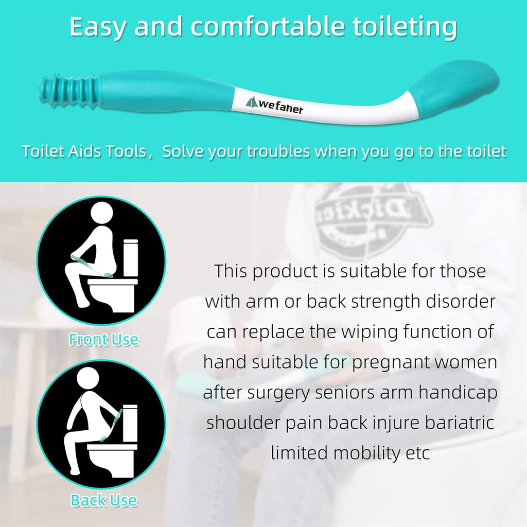 Toilet Aids Wiping Long Reach （2 Pack） Comfort Wipe Wand Bottom Buddy Toilet Self Tissue Aids for Toileting, Self Help Wipe Butt for Fat People，Limited Mobility,Elderly, Pregnancy,with hooks.