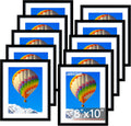 FIXSMITH 8x10 Picture Frame Set of 10, Black Photo Frames Bulk with HD Plexiglass, Display Pictures 5x7 with Mat or 8x10 Without Mat, Multi Picture Frames Collage for Tabletop or Wall Display