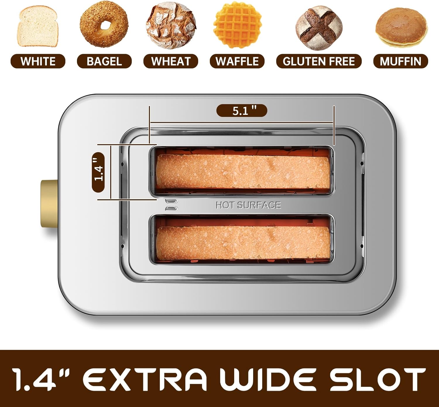 SEEDEEM Toaster 2 Slice, Touch Control Screen, Smart Stainless Toaster, 6 Shade Setting, 6 Bread Selection, Countdown, Removable Crumb Tray, 900W, Matte Black