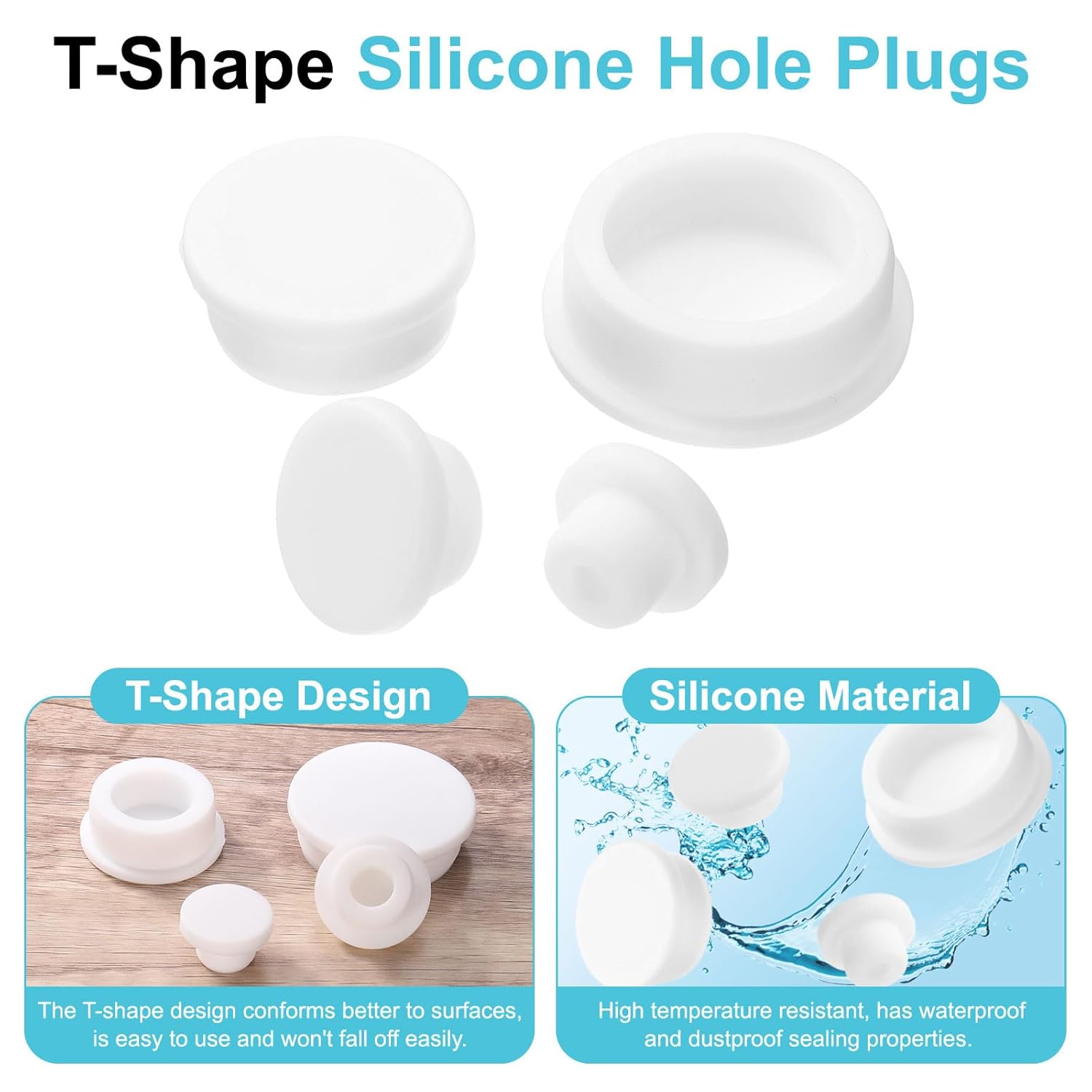 uxcell 2Pcs Silicone Hole Plug, Waterproof Round Rubber Stoppers Bottle Seal Plugs Tube Pipe End Caps for 70mm/2.76" Hole for Bathtub Bottle, White