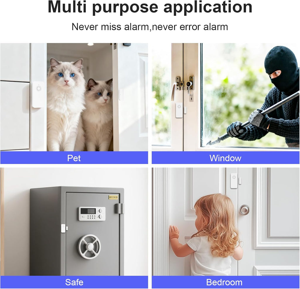 Wireless Door and Window Alarm Sensor,120dB PGST Zigbee Hub Connection Long Battery Life Door Alarms Sensor,Smart Life APP Control,Easy to Install,for Basement,Apartment,Garage,Warehouse