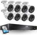 ZOSI 16CH 4K PoE Security Camera System,8pcs 8MP Outdoor Indoor Cameras,Person Vehicle Detection,People Counting,One-Way Audio,100ft Night Vision,16Port 32-Channel NVR with 4TB HDD for 24/7 Recording