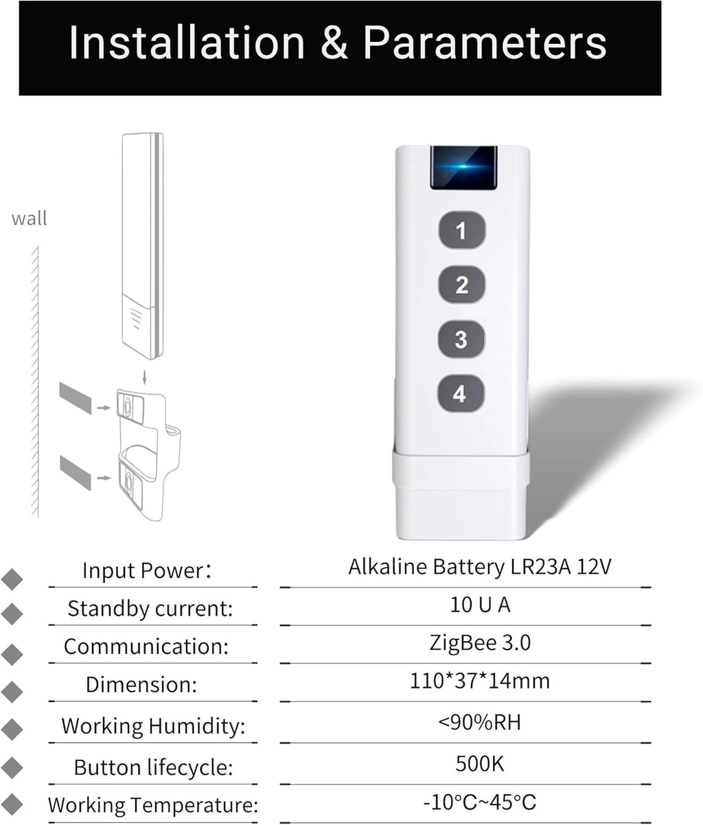 Zigbee 3.0 Smart Remote Button - 4-Mode Smart Controller, Works with Tuya Smart (Zigbee Hub Is Required)