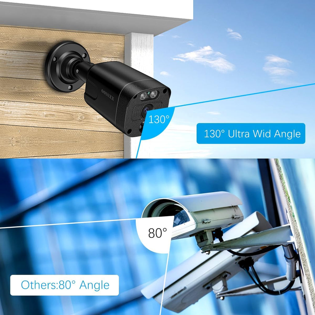 4K/8.0 Megapixel & 130° Ultra Wide-Angle 2-Way Audio PoE Outdoor Home Security Camera System Wired Outdoor Video Surveillance IP Cameras System DVR Set
