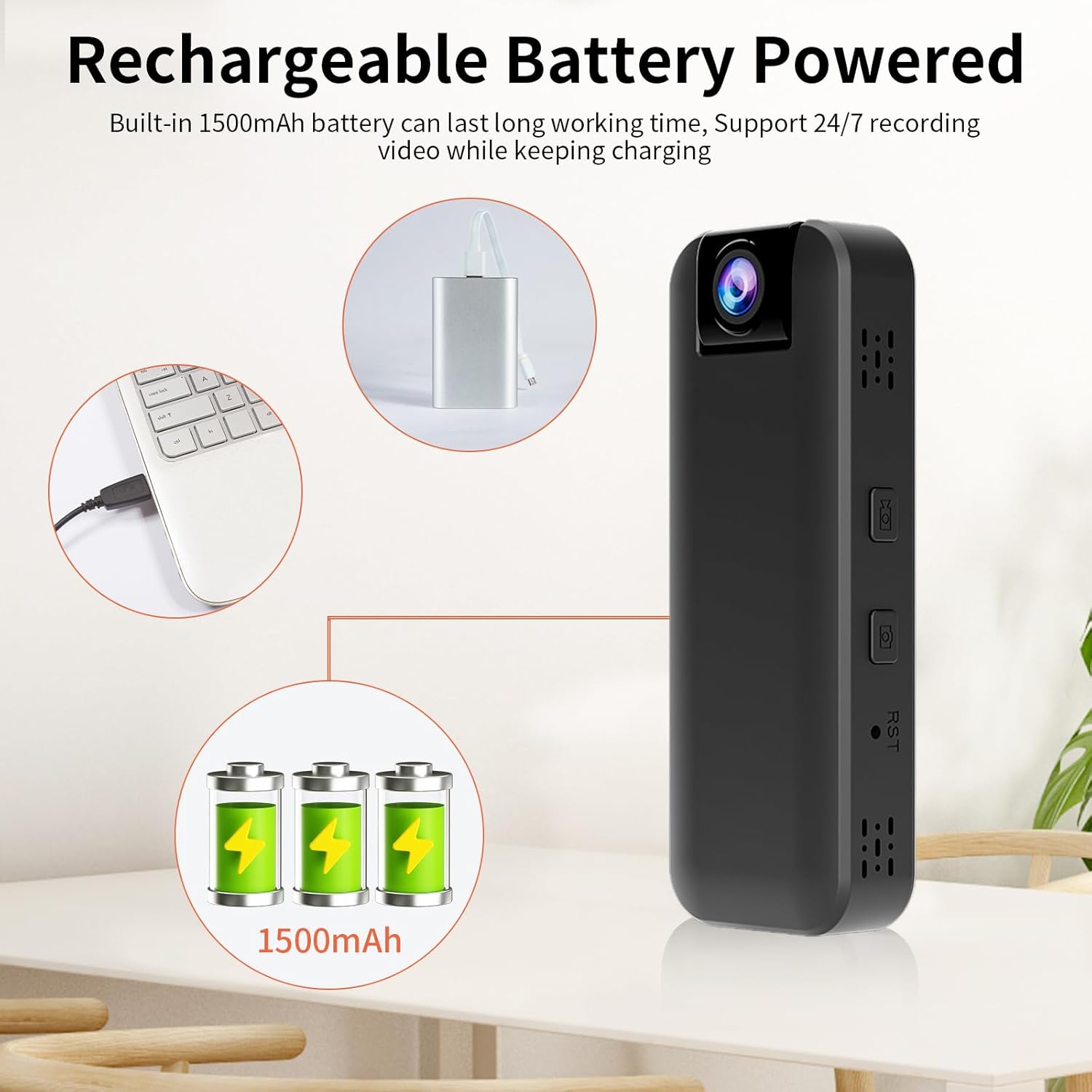 VSTARCAM 2K Mini Body Camera with Audio & Video Recording, Battery Powered POV Cam with 64G Card, Wearable Personal Portable Cameras Recorder DV, 180°Lens Rotatable with IR Night Vision for Security