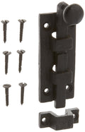 Renovators Supply Manufacturing Slide Bolt Latch 4 in. Black Wrought Iron Slide Bolt with Catch and Mounting Hardware