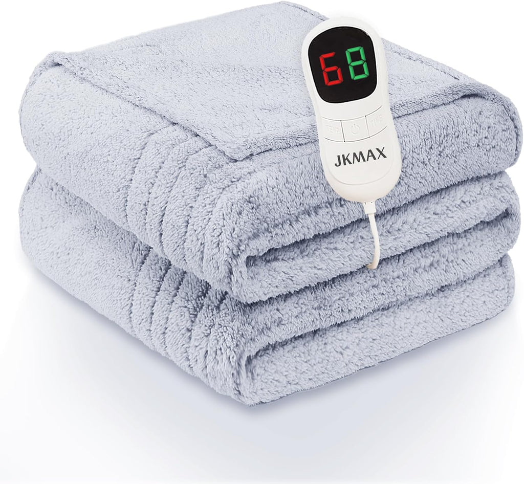 Heated Electric Blanket King Size - 100"x90" Flannel Heating Blanket with 10 Heating Levels & 5 Time Settings Over-Heat Protection, Winter Warmer for Adults with ETL Certification（Grey）