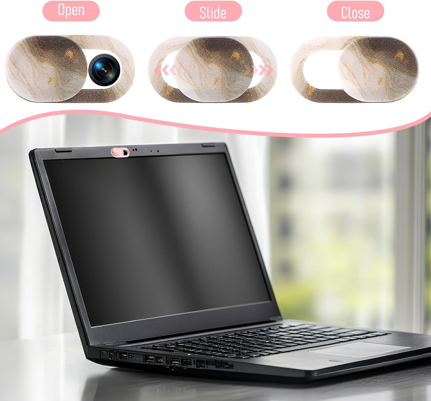 8PCS Webcam Cover Slide, Colorful&Marble Laptop Camera Cover Slide Computer Phone Camera Covers Privacy Protector for Protect Your Visual Privacy