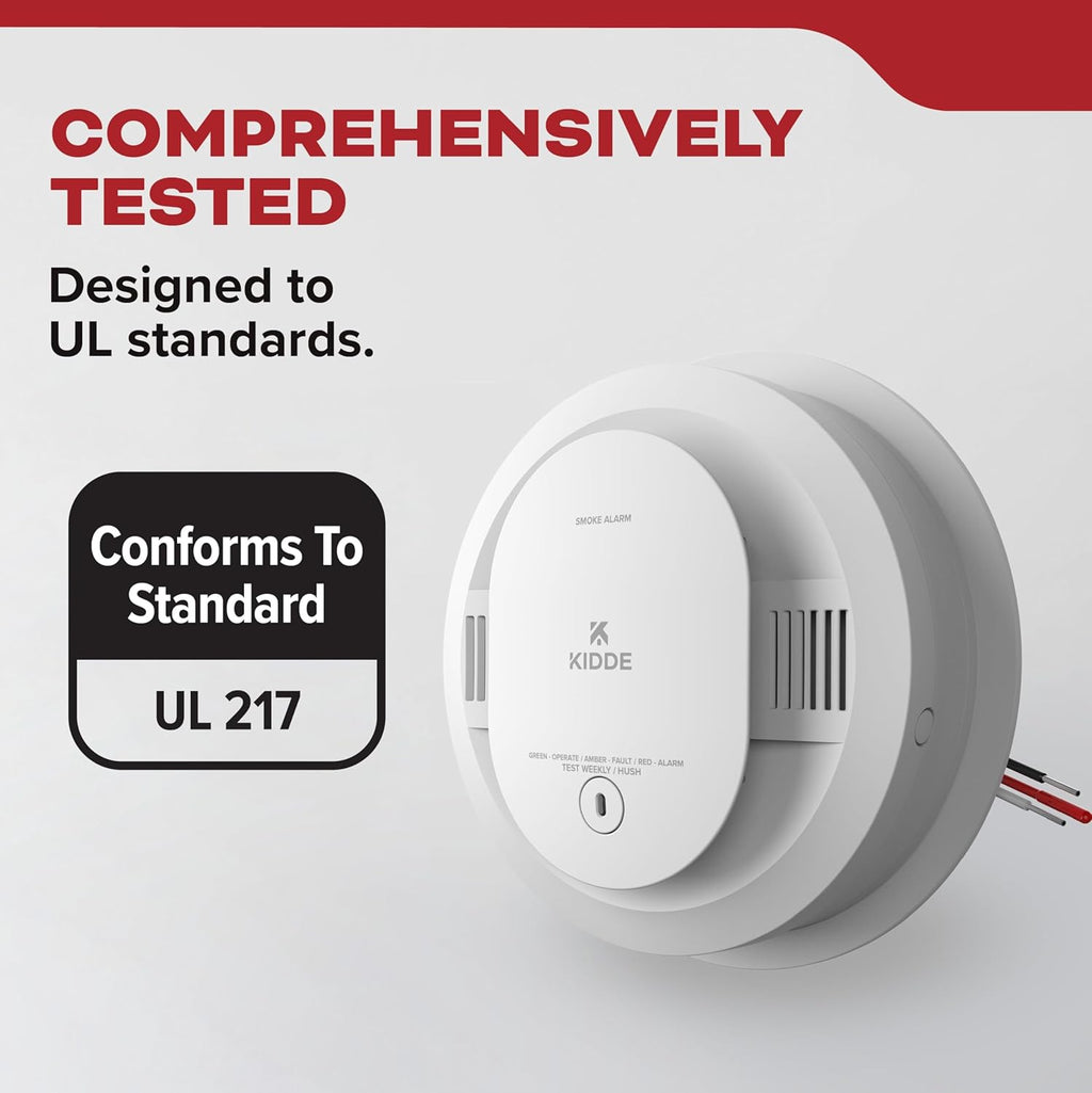 Kidde Hardwired Smoke Detector, AA Battery Backup, Interconnectable, LED Warning Light Indicators, 2 Pack