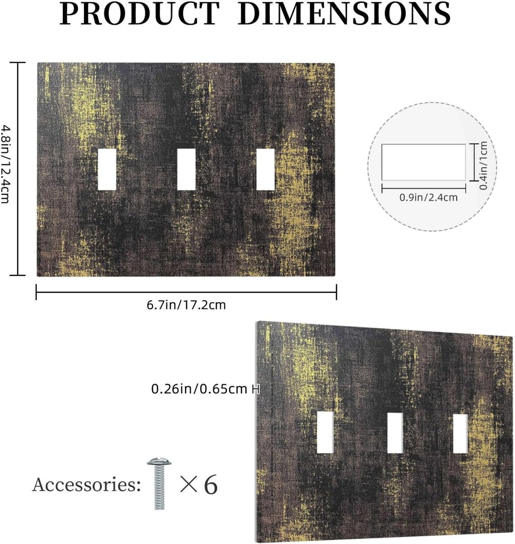 Decorative Switch Plates Vintage Industrial Rusty Metallic 3 Gang Wall Plate Triple Toggle Light Switch Cover Faceplate Electrical Wall Panels For Farmhouse Cabin Decor