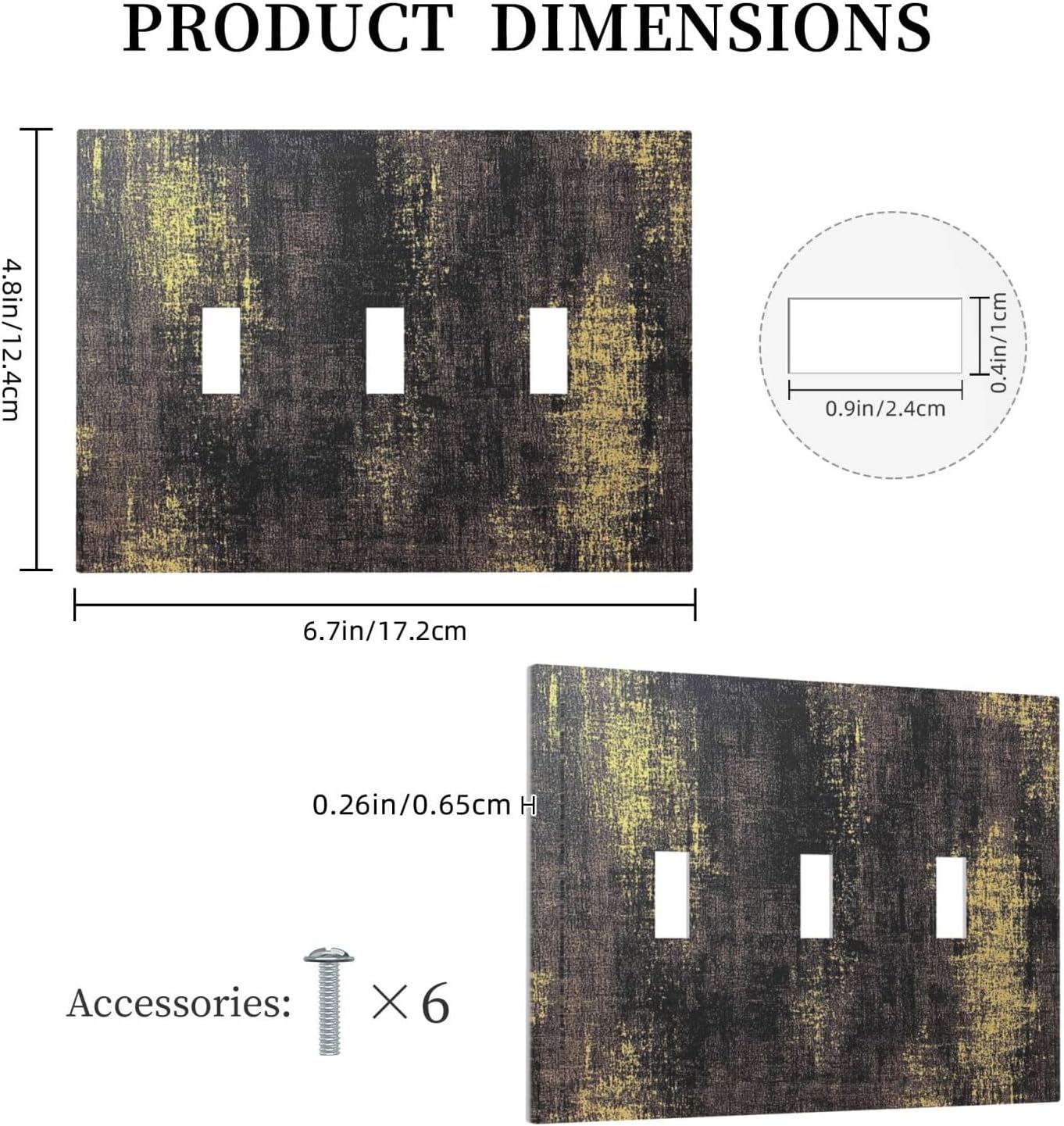 Decorative Switch Plates Vintage Industrial Rusty Metallic 3 Gang Wall Plate Triple Toggle Light Switch Cover Faceplate Electrical Wall Panels For Farmhouse Cabin Decor