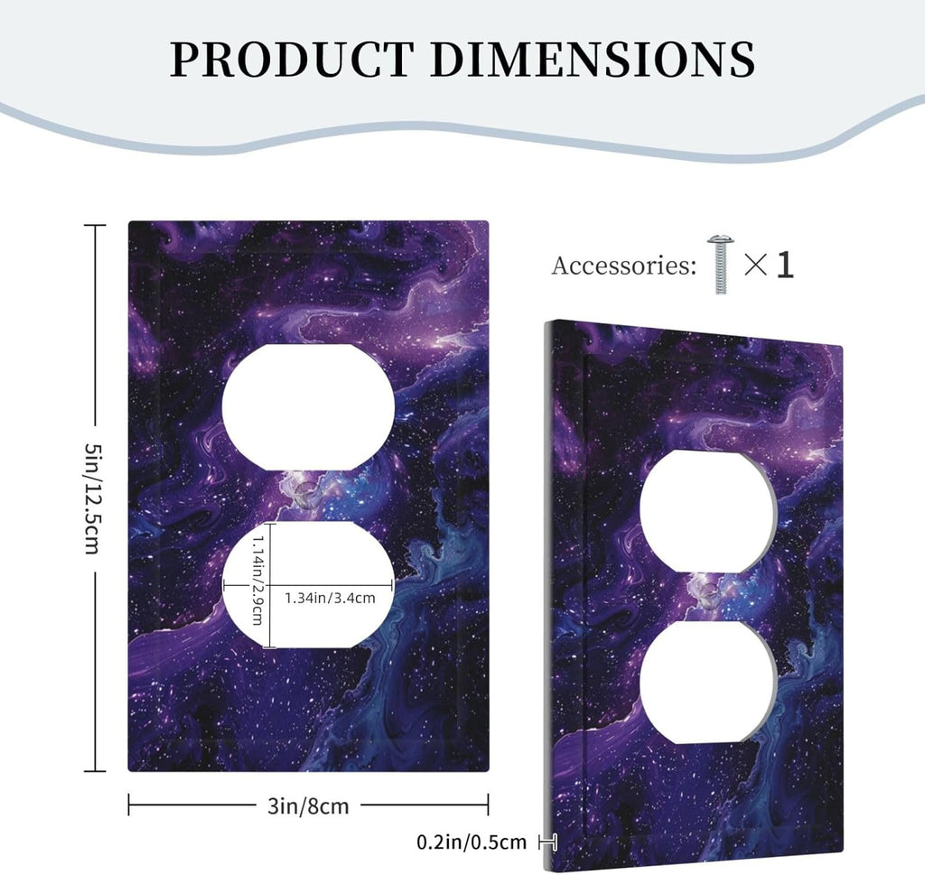 Decorative Outlet Covers Galaxy Universe Outer Space Marble Texture 1 Gang Duplex Light Switch Cover Plate Unique Wall Plate Electrical Switch Plate Covers for Bedroom Home Decor