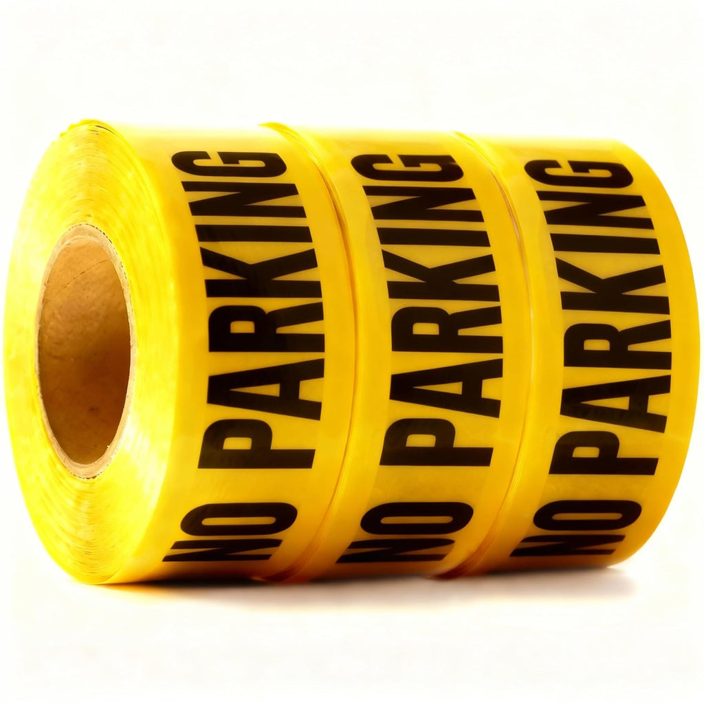 Caution No Parking Tape 3 Pack 3 inch X 1000 feet • Bright Yellow with a Bold Black Print for High Visibility • 3 in. Wide for Maximum Readability • Tear Resistant