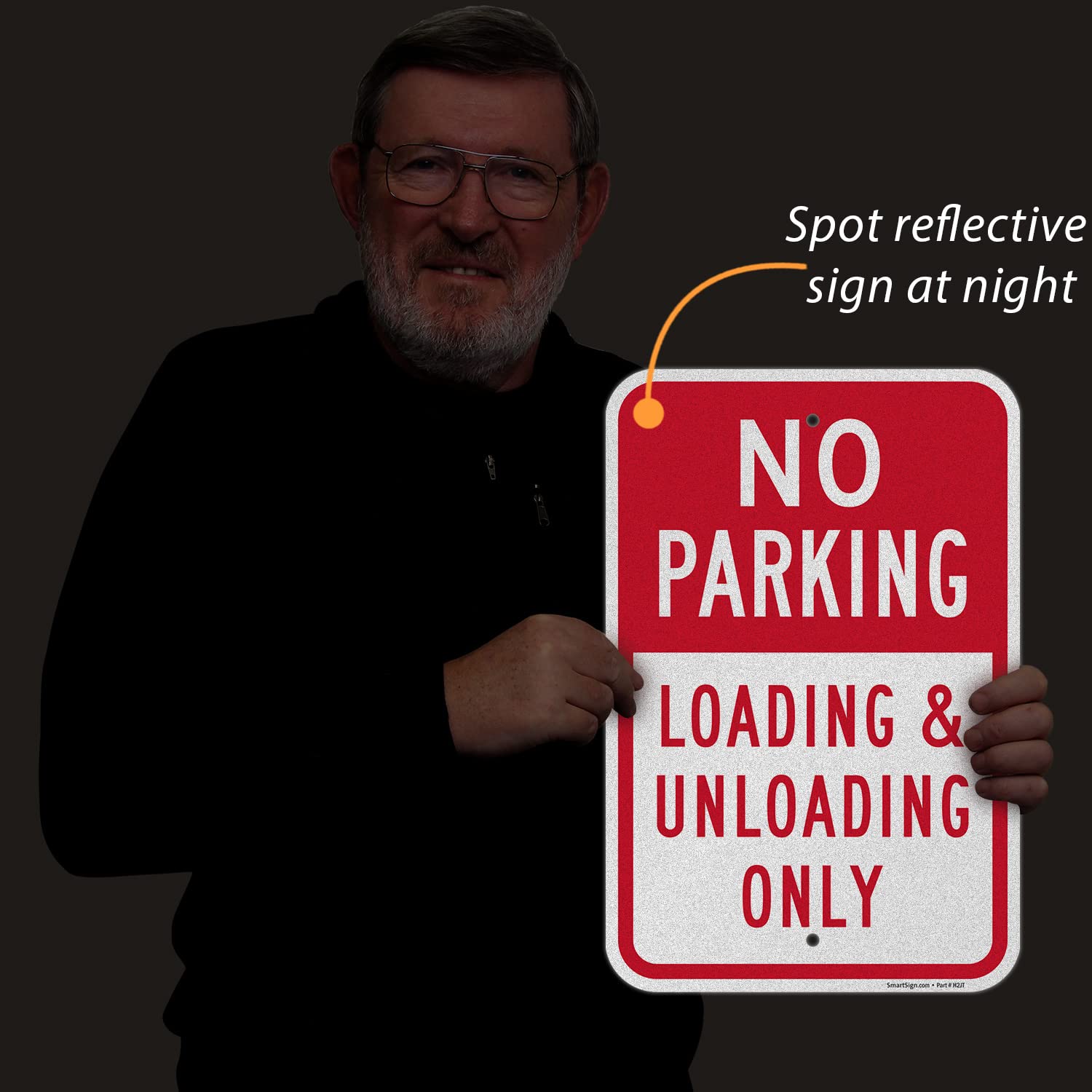 SmartSign Basics 18 x 12 inch “No Parking - Loading And Unloading Only” Metal Sign, 120 mil Aluminum Composite (ACM), Engineer Grade Reflective Material, Red and White, Made in USA