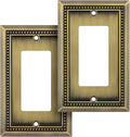 Henne Bery Sunken Pearls Heavy Duty Decorative Wall Plate Switch Plate Outlet Cover (Single Decorator, 2 Pack, Antique Brass)
