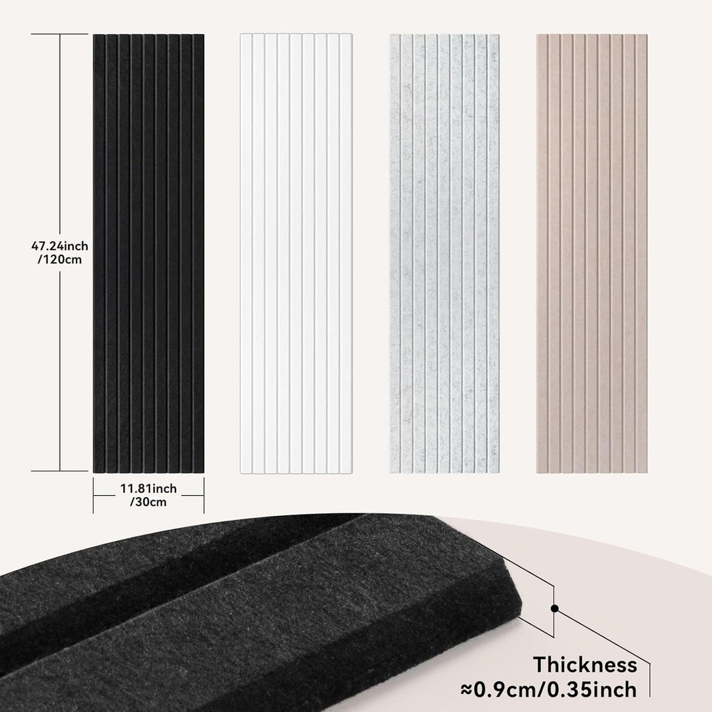 Self-Adhesive Acoustic Panels, 10 Pack Large Soundproof Wall Panel, High Density Sound Proof Panels, Decorative Absorbing Acoustic Treatment for Home Studio Office (White)