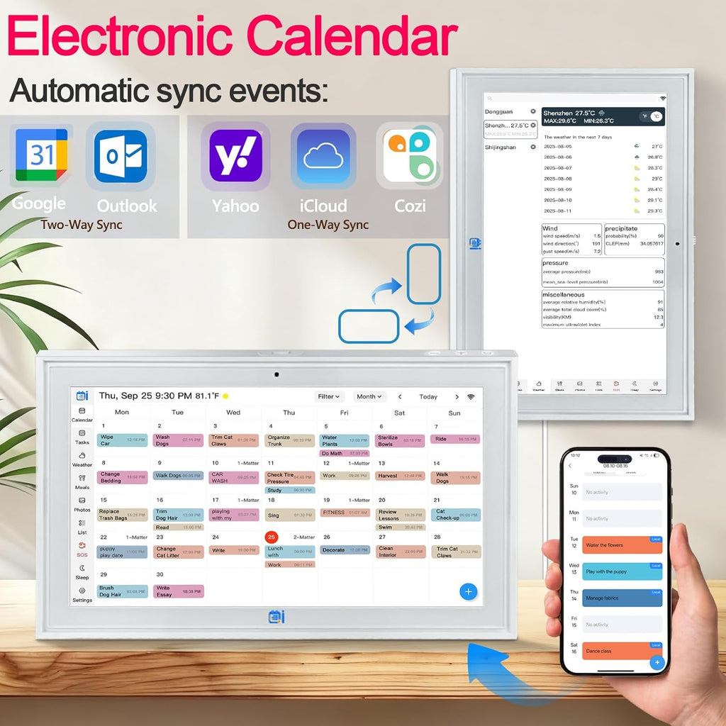 Digital Calendar wall touch screen 15.6" Great for Organizing Your 2026 Calendar, Syncs with Multiple Calendars(google calendar) Online, Horizontal, Vertical, and Wall Mountable
