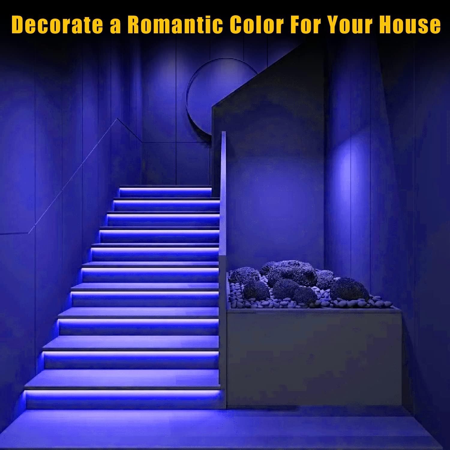 YM E-Bright Blue Led Strip Lights 16.4Ft for Bedroom Home Kitchen Boat Marine Indoor Outdoor IP68 Waterproof 5Meter 600SMD Upgrade Solid Silicone DC12V (No Power Adapter)